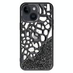 For iPhone 14 Diamond Style Hollow Heat Dissipation Electroplated  TPU Phone Case(Black)