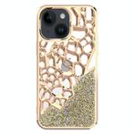 For iPhone 14 Diamond Style Hollow Heat Dissipation Electroplated  TPU Phone Case(Gold)