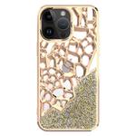 For iPhone 14 Pro Diamond Style Hollow Heat Dissipation Electroplated  TPU Phone Case(Gold)
