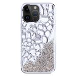For iPhone 14 Pro Max Diamond Style Hollow Heat Dissipation Electroplated  TPU Phone Case(Silver)