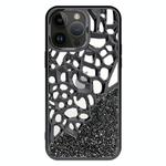 For iPhone 13 Pro Max Diamond Style Hollow Heat Dissipation Electroplated  TPU Phone Case(Black)