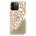 For iPhone 13 Pro Diamond Style Hollow Heat Dissipation Electroplated  TPU Phone Case(Gold)