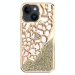 For iPhone 13 Diamond Style Hollow Heat Dissipation Electroplated  TPU Phone Case(Gold)