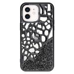 For iPhone 11 Diamond Style Hollow Heat Dissipation Electroplated  TPU Phone Case(Black)