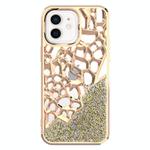 For iPhone 11 Diamond Style Hollow Heat Dissipation Electroplated  TPU Phone Case(Gold)