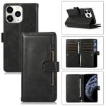 For iPhone 11 Pro Max Wristband Card Slot Leather Phone Case(Black)
