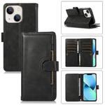 For iPhone 13 Wristband Card Slot Leather Phone Case(Black)