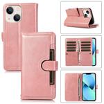 For iPhone 13 mini Wristband Card Slot Leather Phone Case(Rose Gold)