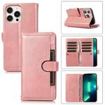 For iPhone 13 Pro Wristband Card Slot Leather Phone Case(Rose Gold)