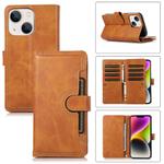 For iPhone 14 Plus Wristband Card Slot Leather Phone Case(Brown)