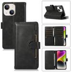 For iPhone 14 Plus Wristband Card Slot Leather Phone Case(Black)