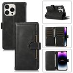 For iPhone 14 Pro Max Wristband Card Slot Leather Phone Case(Black)