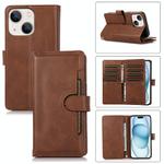 For iPhone 15 Wristband Card Slot Leather Phone Case(Coffee)