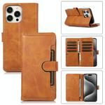 For iPhone 15 Pro Wristband Card Slot Leather Phone Case(Brown)