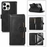 For iPhone 15 Pro Wristband Card Slot Leather Phone Case(Black)