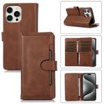 For iPhone 15 Pro Max Wristband Card Slot Leather Phone Case(Coffee)
