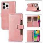 For iPhone 16 Pro Wristband Card Slot Leather Phone Case(Rose Gold)