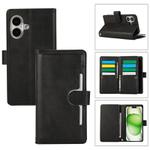 For iPhone 16 Plus Wristband Card Slot Leather Phone Case(Black)