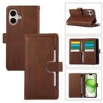 For iPhone 16 Wristband Card Slot Leather Phone Case(Coffee)