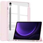For Samsung Galaxy Tab S9 FE / S10 FE Acrylic 3-folding Smart Leather Tablet Case with Pen Slot(Pink)