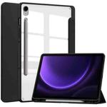 For Samsung Galaxy Tab S9 FE / S10 FE Acrylic 3-folding Smart Leather Tablet Case with Pen Slot(Black)