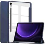 For Samsung Galaxy Tab S9 FE / S10 FE Acrylic 3-folding Smart Leather Tablet Case with Pen Slot(Dark Blue)