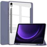 For Samsung Galaxy Tab S9 FE / S10 FE Acrylic 3-folding Smart Leather Tablet Case with Pen Slot(Lavender)