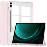 For Samsung Galaxy Tab S9 FE+ / S10+ Acrylic 3-folding Smart Leather Tablet Case with Pen Slot(Pink)