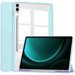 For Samsung Galaxy Tab S9 FE+ / S10+ Acrylic 3-folding Smart Leather Tablet Case with Pen Slot(Sky Blue)