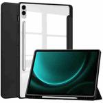For Samsung Galaxy Tab S9 FE+ / S10+ Acrylic 3-folding Smart Leather Tablet Case with Pen Slot(Black)
