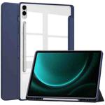 For Samsung Galaxy Tab S9 FE+ / S10+ Acrylic 3-folding Smart Leather Tablet Case with Pen Slot(Dark Blue)