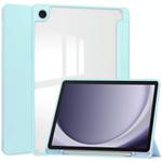 For Samsung Galaxy Tab A9+ Acrylic 3-folding Smart Leather Tablet Case with Pen Slot(Sky Blue)