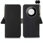 For Huawei Mate 60 Side-Magnetic TJ Genuine Leather RFID Phone Case(Black)
