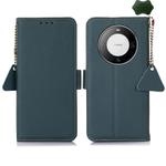 For Huawei Mate 60 Side-Magnetic TJ Genuine Leather RFID Phone Case(Green)