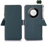 For Huawei Mate 60 Pro Side-Magnetic TJ Genuine Leather RFID Phone Case(Green)