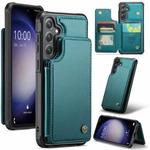 For Samsung Galaxy S23 FE 5G CaseMe C22 Card Slots Holder RFID Anti-theft Phone Case(Blue Green)