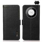For Huawei Mate 60 KHAZNEH Side-Magnetic Litchi Genuine Leather RFID Case(Black)