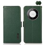 For Huawei Mate 60 KHAZNEH Side-Magnetic Litchi Genuine Leather RFID Case(Green)