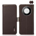 For Huawei Mate 60 KHAZNEH Side-Magnetic Litchi Genuine Leather RFID Case(Brown)