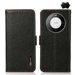 For Huawei Mate 60 Pro KHAZNEH Side-Magnetic Litchi Genuine Leather RFID Case(Black)