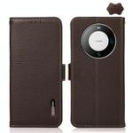 For Huawei Mate 60 Pro KHAZNEH Side-Magnetic Litchi Genuine Leather RFID Case(Brown)