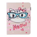 For iPad Pro 11 (2020) Colored Drawing Pattern Horizontal Flip PU Leather Tablet Case with Holder & Card Slot & Sleep / Wake-up Function(Glasses Cat)