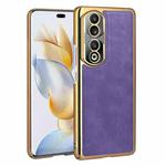 For Honor 90 Pro Electroplated Leather Texture PU + PC Phone Case(Purple)