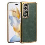 For Honor 90 Pro Electroplated Leather Texture PU + PC Phone Case(Green)