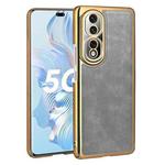 For Honor 80 Pro Electroplated Leather Texture PU + PC Phone Case(Grey)