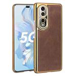 For Honor 80 Pro Electroplated Leather Texture PU + PC Phone Case(Brown)