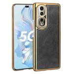 For Honor 80 Pro Electroplated Leather Texture PU + PC Phone Case(Black)