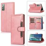 For Samsung Galaxy Note20 Wristband Card Slot Leather Phone Case(Rose Gold)