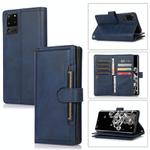 For Samsung Galaxy S20 Ultra Wristband Card Slot Leather Phone Case(Blue)