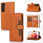 For Samsung Galaxy S21 5G Wristband Card Slot Leather Phone Case(Brown)